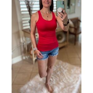 Ribbed Racerback Boy Beater Tank Ruby Red 1121